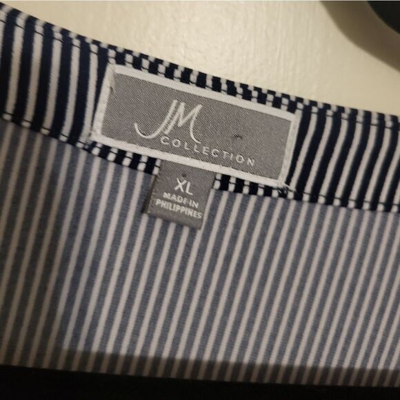 JM Collection Bold Floral Black Blue Asymmetrical Hem Tunic Blouse,  XL - Picture 8 of 9